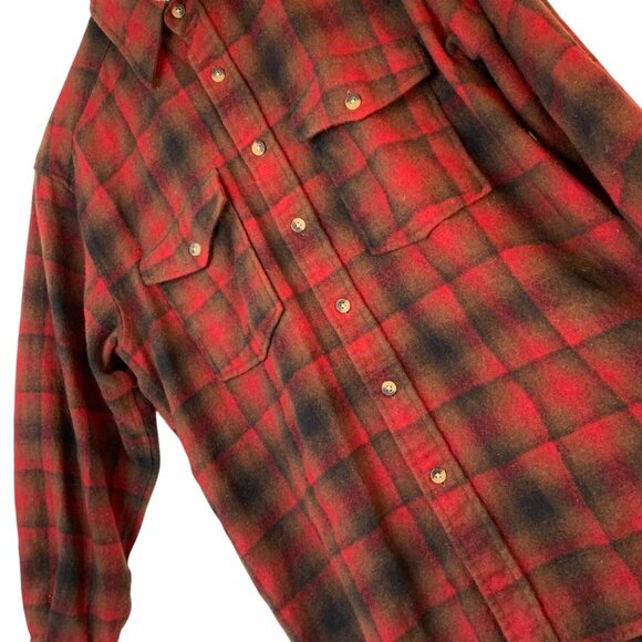 Pendleton Wool Red Plaid Over Shirt Mens Size M - Picture 1 of 6